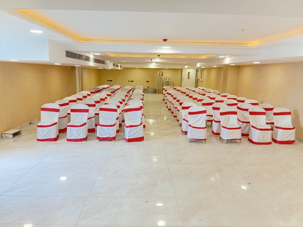 Conference and party hall at Sekaran Residency, set up with seating for a large event